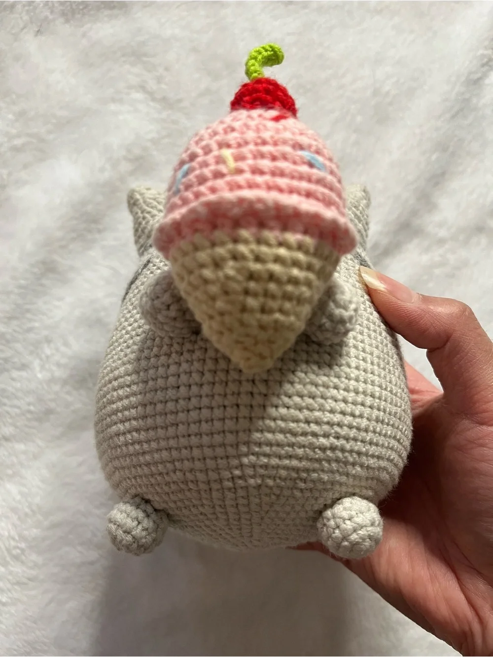 Pusheen Handmade Crochet Cat Plush Holding Pink Ice Cream